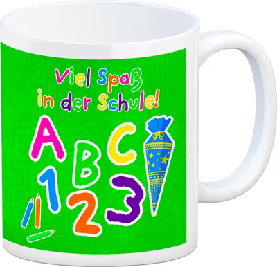 Produktbild von Viel Spaß in der Schule Kaffeebecher für die Einschulung in grün