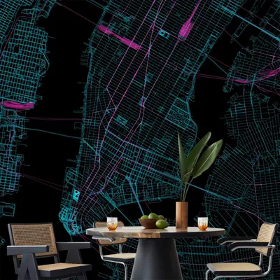 Produktbild von Vlies Fototapete - Blue Manhattan 350x245 cm Karten k-A-0485-a-a