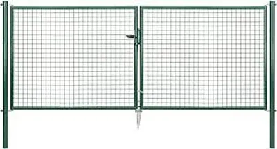Produktbild von Alberts Wellengitter-Doppeltor mit Zubehör, Breite 300 cm, Höhe 125 cm, grün, zum Einbetonieren, Pfostentärke 60 mm