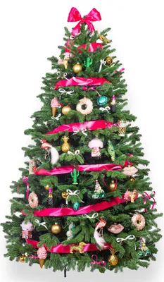 Produktbild von Geschmückter künstlicher weihnachtsbaum mit 59 Stk Kugeln HAPPY AND PINK 150 cm mit Metallständer