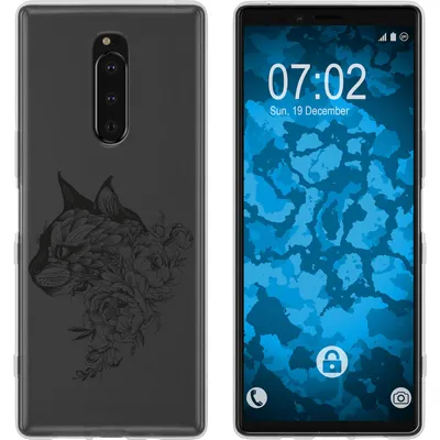 Produktbild von PhoneNatic Case kompatibel mit Sony Xperia 1 Silikon-Hülle Floral Katze M2-1