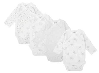 Produktbild von BABIDU | 4er-Pack Babybody Langarm mit Schulteröffnung – 100% Baumwolle, weich &