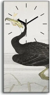 Produktbild von Küchenuhr Bürouhr Leinwand Uhr 30x60 Malerei Asiatische See Tier Vogel Kunst - schwarze Hände