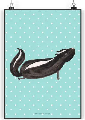 Produktbild von Mr. & Mrs. Panda Bild Stinktier Yoga DIN A3 - Türkis Pastell - Geschenk, drucke, Wildtier, Namaste, Raubtier, wandkunst, Wandbild, Liebe, Plakat, wanddeko
