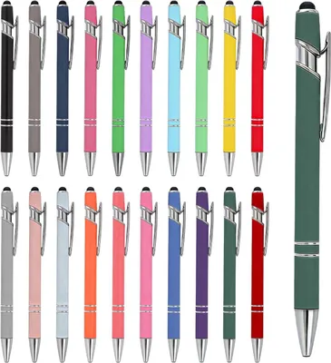 Productafbeelding van Balpennen met stylus - Set van 20 - 20 kleuren - Touchstift - Multifunctioneel - Universeel voor alle aanraakapparaten
