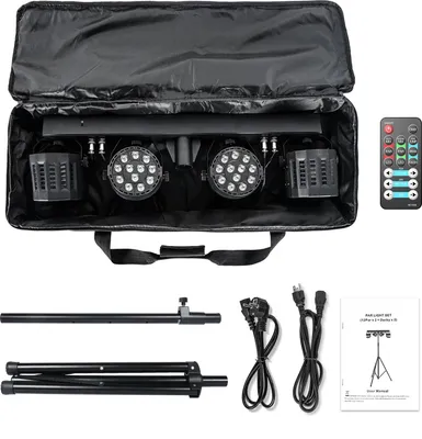 Obrázok produktu pre LED PAR reflektor – 60 W kombinovaný držiak – 24+8 RGBW 4 v 1 – DMX512 3/6/15 kanálov – automatický režim/zvuk/diaľkové ovládanie/DMX – 90–240 V – hnedý