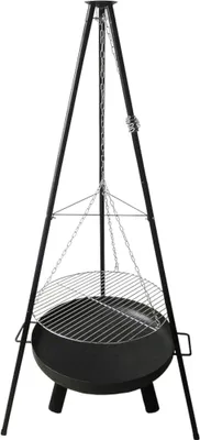 Produktbild von Multigrillset Oslo 4-in-1 aus pulverbeschichtetem Stahl, Schwenkgrill mit Feuerschale und Emailletopf