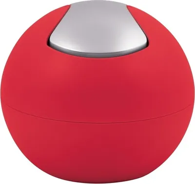 Image de Seau à cosmétiques Spirella 1 litre Poubelle à couvercle basculant Poubelle de table "Bowl" rouge mat