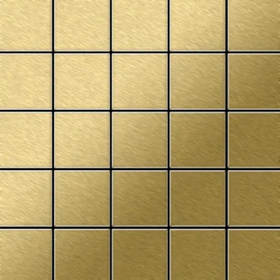 Produktbild von Mosaik Fliese massiv Metall Titan gebürstet gold 1,6mm stark Century-Ti-GB