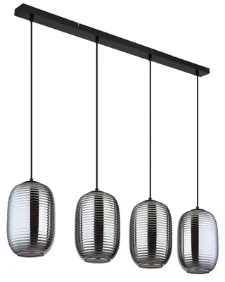 Produktbild von LED Pendelleuchte, Glas, schwarz, Rauchoptik, 4-flammig H 120 cm