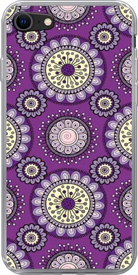 Produktbild von MuchoWow® Handyhülle Schutzhülle Hülle für Telefoonhoesje iPhone SE 2020 Mädchen - Blumen - Lila - Muster - Mädchen - Kinder - Kinder Silikon Softcase Handy Hülle - Kartenbesitzer