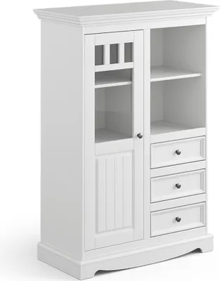 Produktbild von Highboard Vitrine, Massivholz in weiß BORMIO-163