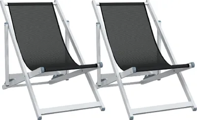Produktbild von vidaXL Klappstühle, 2 Stück, schwarzes Aluminium und Textilene