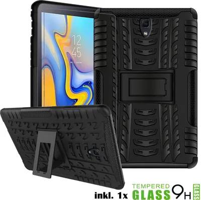 Image de Coque blindée pour Samsung Galaxy Tab S9 FE Plus avec film de protection en verre Coque de protection hybride Housse de transport amovible en noir