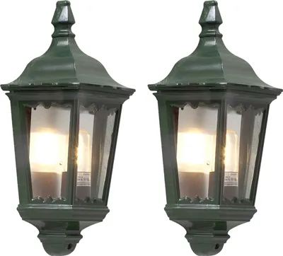 Produktbild von 2er-Set Grüne Aussenwandleuchte FIRENZE Aluminium E27 IP43 Gartenleuchten