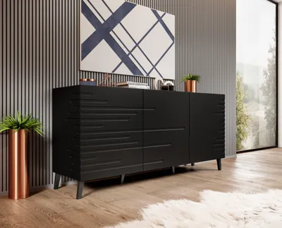 Produktbild von Kommode NOVA 155 cm SCHWARZ MATT Sideboard Highboard Schrank