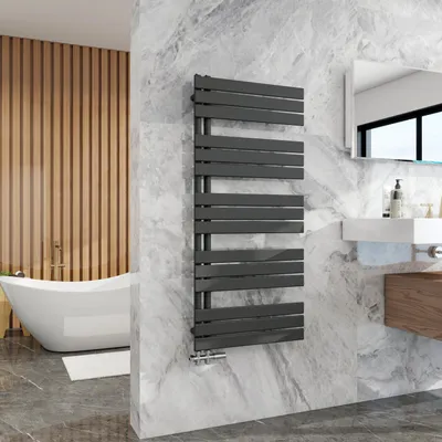 Produktbild von Duschparadies Design Badheizkörper Heizkörper 1320x600mm Flach Paneel Seitenanschlusss für Warmwasserbetrieb Anthrazit 886W