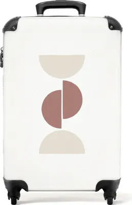 Obrázok produktu pre NoBoringSuitcases.com® Kufr Príručná batožina na kolieskach Rolling suitcase Malý cestovný kufor na 4 kolieskach - Shapes - Beige - White - Abstract - Cabin Size < 55x40x23 cm & 55x40x20 cm - Foto kufor - Príručný kufor - Palubná batožinaPríručná batožina Kufrík 55x35x20 cm, 36L,