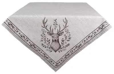 Obrázek produktu pro Clayre & Eef Ubrus 100x100 cm Béžový bavlněný Jelen