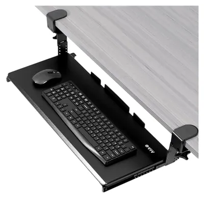 Produktbild von Höhenverstellbare Tastaturablage unter dem Schreibtisch mit C-Klemmen-Halterung, 68 cm x 27,9 cm