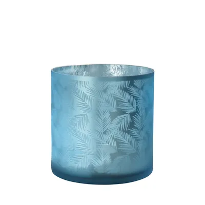 Produktbild von Sompex Awhia Windlicht | Vase | Farne | Kerzenhalter | Übertopf | Boho | in verschiedenen Größen, Farbe: silber-blau,Größe:24.5 x 24.5 cm (XL)