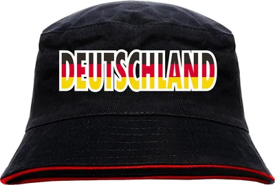 Produktbild von Deutschland Fischerhut - mehrfarbig bedruckt - Anglerhut Hut L/XL SchwarzRot