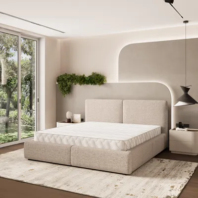 Produktbild von Masseno Polsterbett FELURO 180x200 cm, Polsterbett mit Bettkästen -Beige, NEVE 04