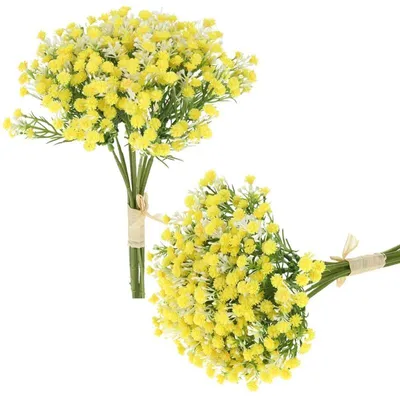 Produktbild von Dekorativer künstlicher Schleierkraut-Blumenstrauß für die Vasendekoration - Gelb
