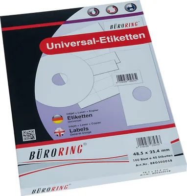 Produktbild von Büroring Etiketten, A4, 48,5 x 25,4mm, 4000 Etiketten