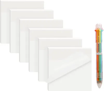 Produktbild von 600 Blätter Haftnotizen Set,75x75mm Transparente Haftnotizen,Durchsichtige Sticky Notes,Super Wasserdicht Haftnotizen für Kennzeichnung Von Bürodokumenten Oder Büchern,für Schule, Büro,Küche