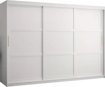Produktbild von MIRJAN24 Kleiderschrank Riflo Ramiro 1 250, Schwebetürenschrank mit zwei Kleiderstangen, Garderobe (Farbe: Weiß, Größe: 250 cm)