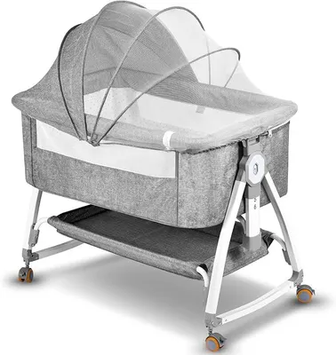 Imagen del producto de Cuna auxiliar para bebé, cuna para bebé 3 en 1 con 6 niveles de altura ajustables e inclinación, con freno. Cuna de paseo para bebé, cuna portátil para niños, ideal para uso en casa y de viaje