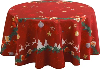 Runde Tischdecke Weihnachten rot, Ø 160 cm, Polyester