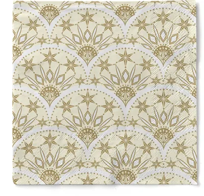 Produktbild von Tissue Serviette Saphira in Champagner-Gold, 3-lagig, 33 x 33 cm, 100 Stück - Mank - Weihnachten Ornamente