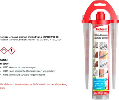 Imagen del producto de Mortero multifuncional FIS VS de baja velocidad, 300 ml