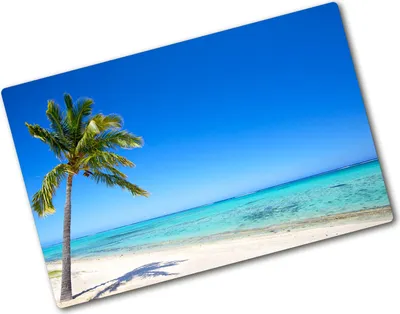 Produktbild von Tulup Glas Herdabdeckplatte - 80x52 cm - Glaskeramikkochfeld-Abdeckung Spritzschutz Glasabdeckplatte - Einteilig - Landschaften - Tropischer Strand - Blau
