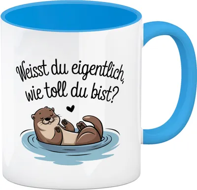 Produktbild von Weisst du eigentlich, wie toll du bist? Kaffeebecher in hellblau mit Otter
