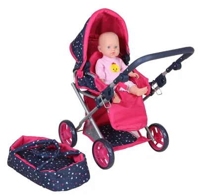 Productafbeelding van 3-in-1 Poppenwagen, Blauw/Roze