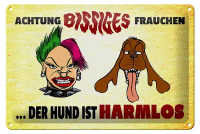Produktbild von Blechschild Spruch 30x20cm Achtung bissiges Frauchen Hund