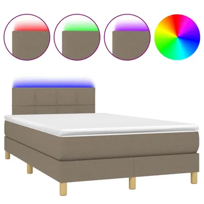 Image de vidaXL Lit Boxspring avec matelas & LED Taupe 120x190 cm Tissu