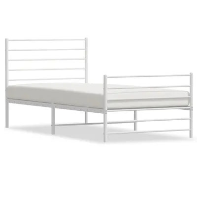 Zdjęcie produktu dla Metalowa Rama Łóżka Z Wezgłowiem I Zanóżkiem, Biała, 90X190 Cm Lumarko!