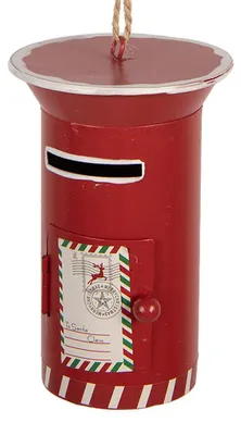 Obrázok produktu pre Vianočná ozdoba Clayre & Eef v tvare poštovej schránky, Ø 7 x 11 cm, červená, kovová