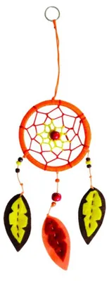 Produktbild von Traumfänger mit Flanellfedern orange 23cm