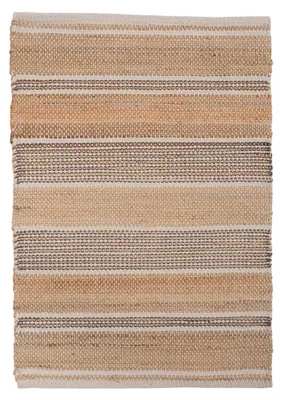 Produktbild von Handwebteppich - 60 x 90 cm - Beige - Weiß - Streifenmuster