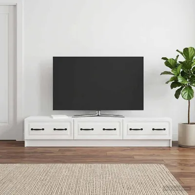 Obrázok produktu pre Maison Exclusive – TV skrinka, lesklá biela, 147 x 34,5 x 27 cm, drevotrieska
