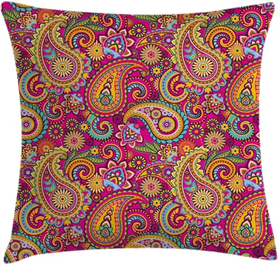 Produktbild von ABAKUHAUS Paisley Kissenbezug, Paisley Muster Basierend Auf Traditionellen Asiatischen Östliche Kulturellen Design, 50 x 50 cm, Mehrfarbig
