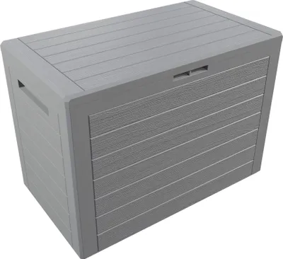Image de Boîte de rangement pour jardin, 190 L, plastique, gris, couvercle verrouillable