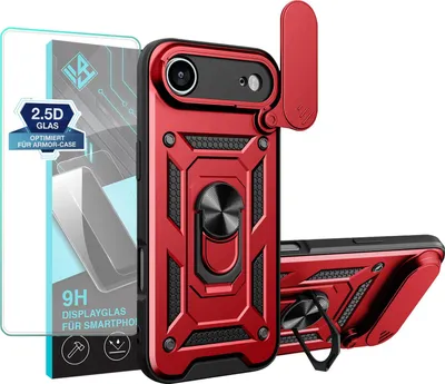 Produktbild von Armor Handyhülle für Apple iPhone 17 Air mit 9H Displayglas Displayschutz Kameraschutz Handy Panzer Case Cover Schutzhülle Outdoor Farbe: Rot