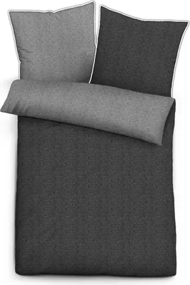 Produktbild von biberna Melange-Flanell Bettwäsche Paspel Uni Titan 200x200 cm