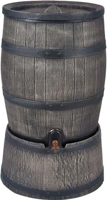 Obrázek produktu pro Sběrná nádrž na dešťovou vodu YERD ve tvaru dřevěného sudu / nádrž na dešťovou vodu, 120 litrů, ve venkovském stylu, s odnímatelným víkem, s výpustním kohoutkem, z mrazuvzdorného plastu